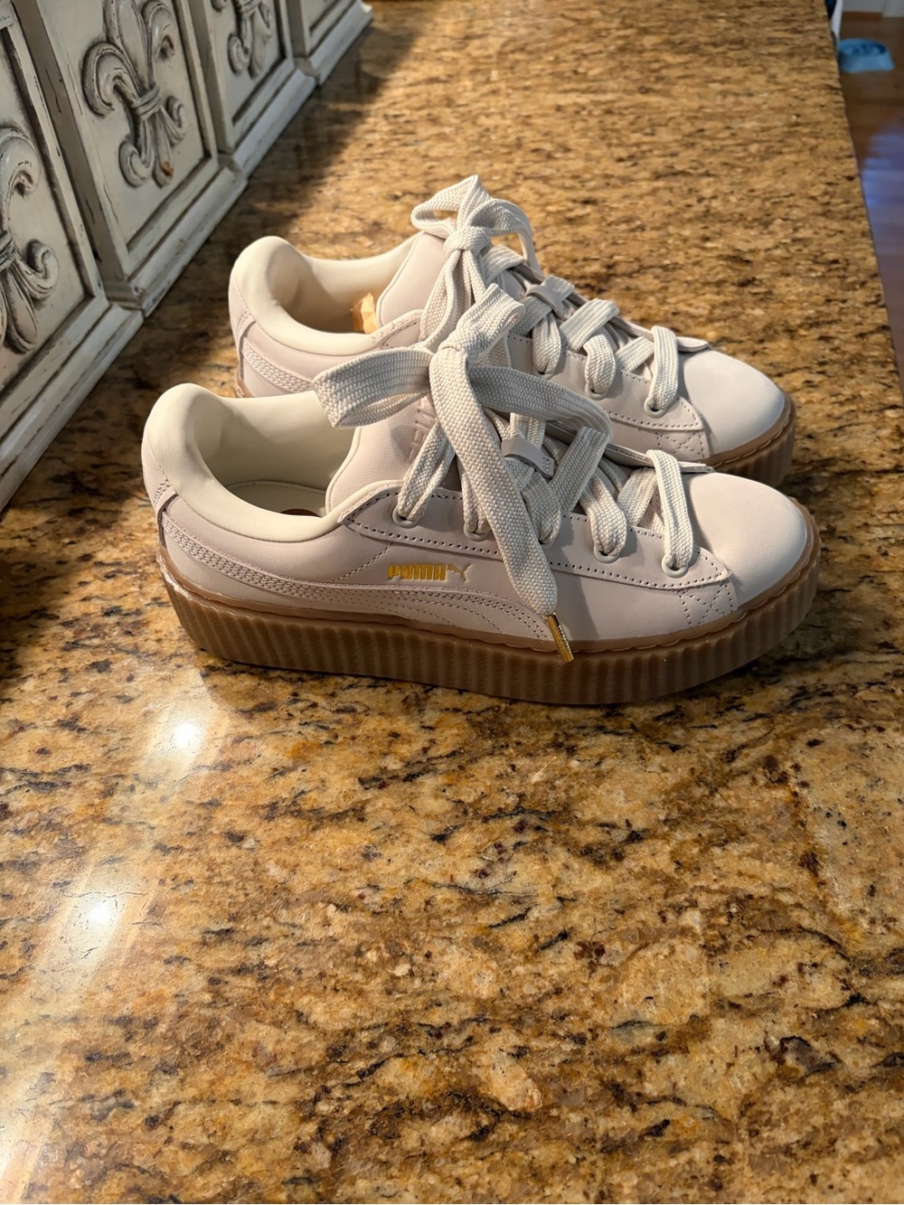 Puma Women's Platform Sneakers in Light Pink with Gum Sole
